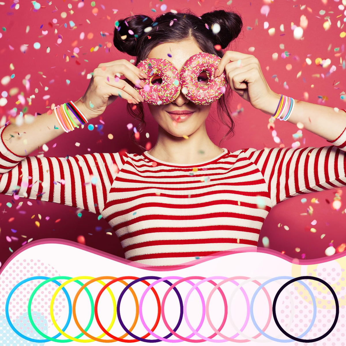 Nuenen neon-style wristbands for parties add vibrant style.