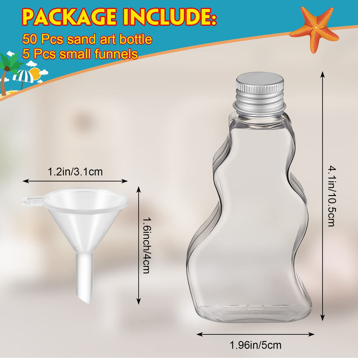 Nuenen sand art bottles and funnels ready for kit assembly and use