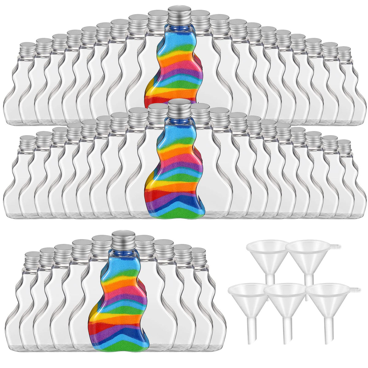 Nuenen sand art bottles bulk with wave shaped design and silver lids for DIY crafts