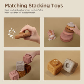 Nueplay squeeze-to-squeak rings offering joyful auditory feedback during playtime.