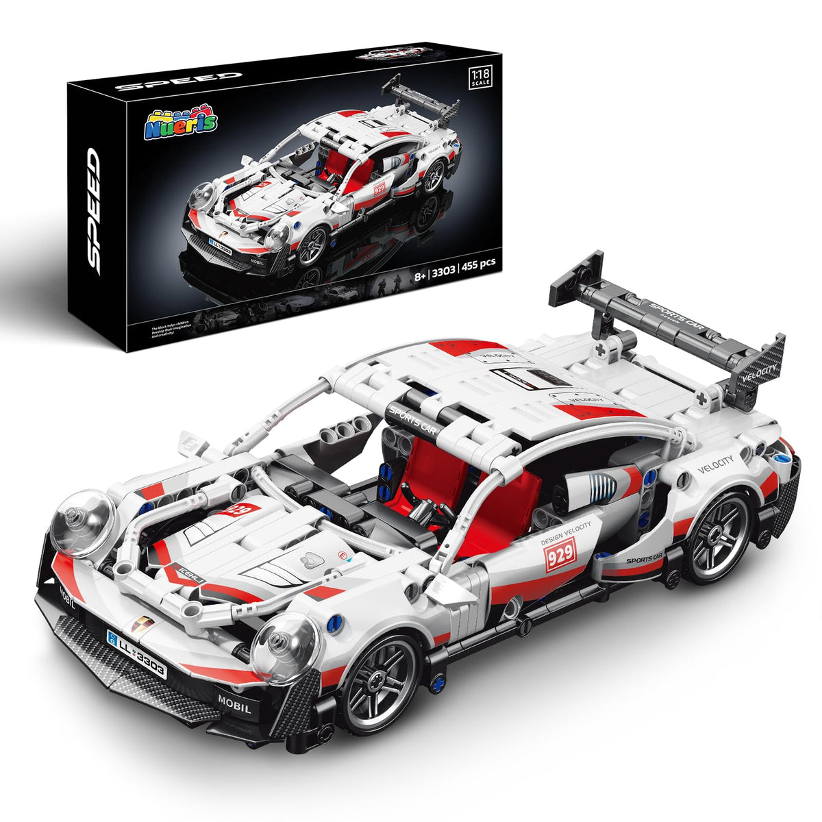 Nueris 1:18 Technic Super Sports Cars front view shows sleek racer design for display