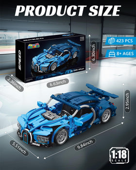 Nueris 1:18 Technic blue engine-detail V12 close-up for collectors and builders