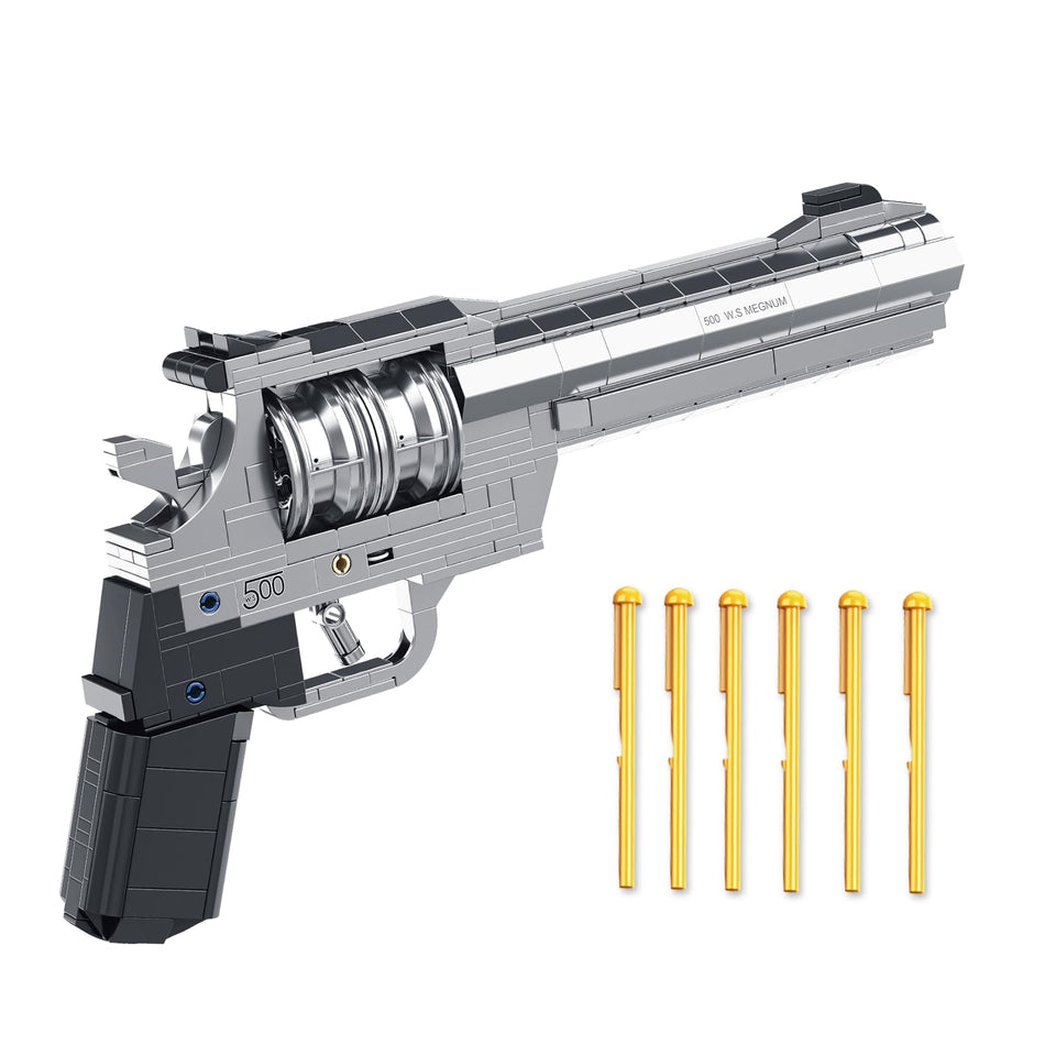 Nueris revolver 1:1 model assembly close-up highlights realistic detailing for immersion.