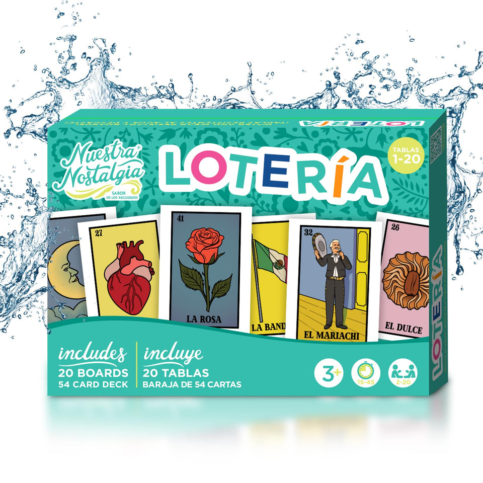 Nuestra Nostalgia waterproof Loteria boards 12x8 offer durable, spill-safe play for family game night