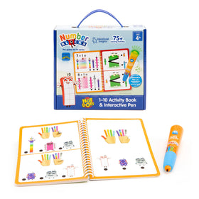 Numberblocks Hot Dots pen lights green to confirm correct answers during learning.