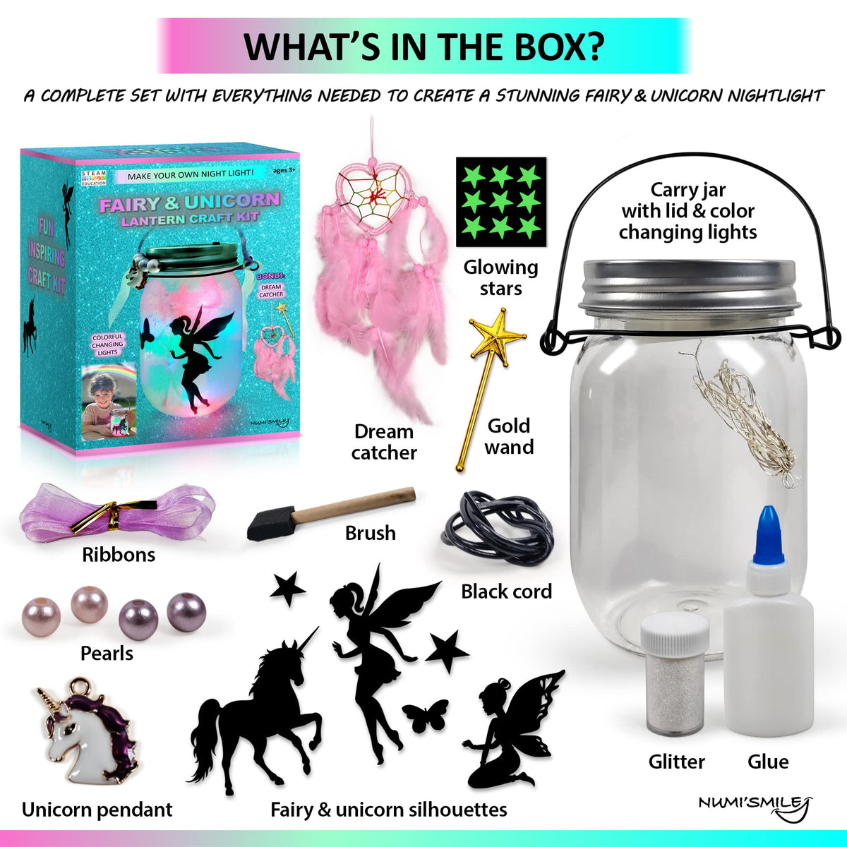 NUMI'SMILE craft kit includes all supplies for a complete DIY experience.