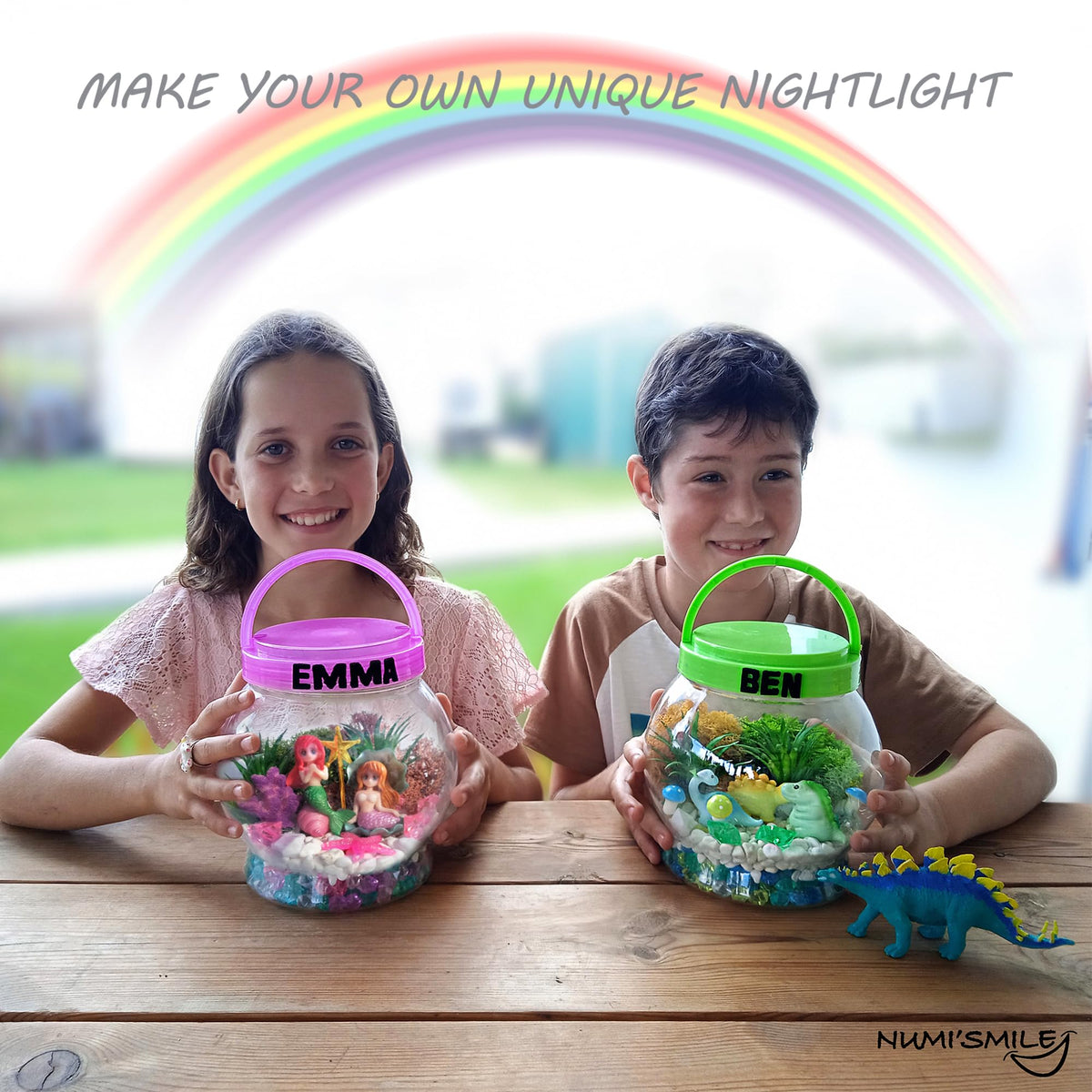 NUMI'SMILE gold wand adding magical touches to the terrarium