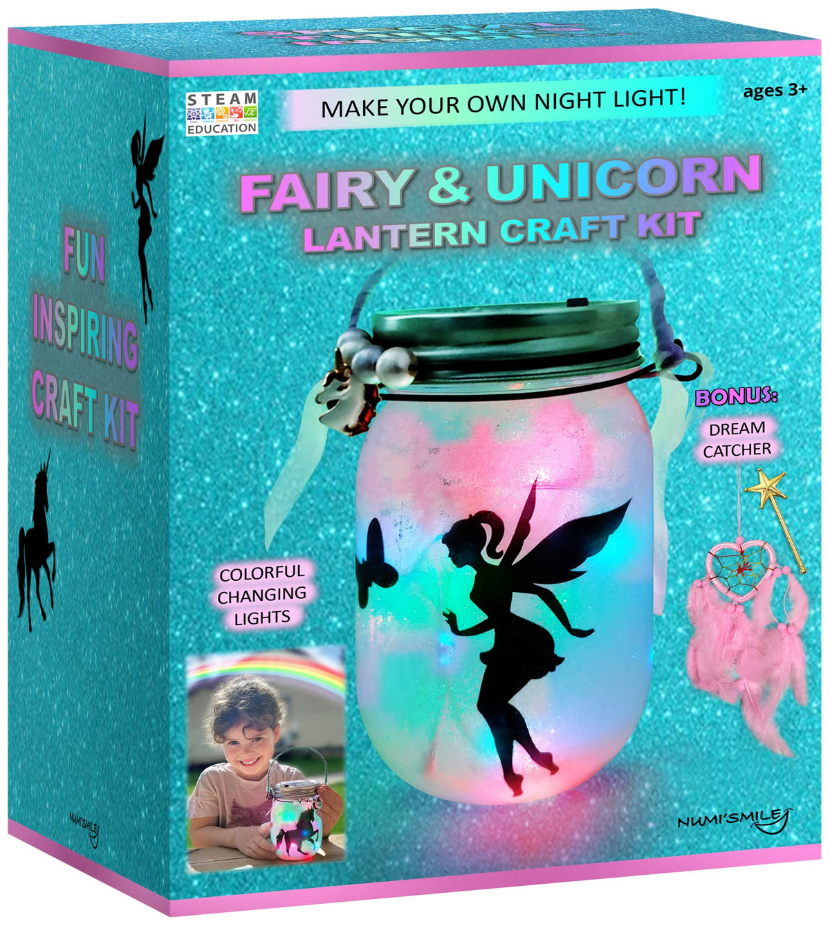 NUMI'SMILE unicorn fairy lantern jar kit in action for cozy room decor.