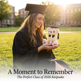 Numyawl 8-inch plush ideal for desk decor or ceremony photo moments.