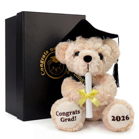 Numyawl Class of 2026 graduation bear with cap, ideal photo prop for celebrations.