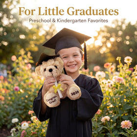 Numyawl eight-inch graduation bear, cuddly hug for new graduates.