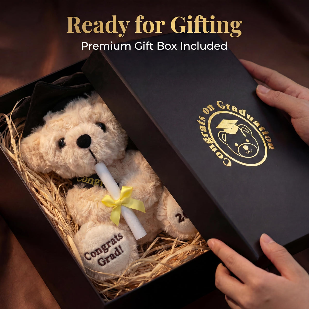 Numyawl graduation bear as a machine-washable photo prop for celebrations.