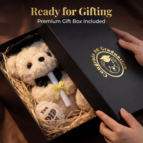 Numyawl graduation bear with cap and diploma, a timeless keepsake for graduates.