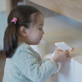 Nunukids toddler cleaning set brush for versatile pretend cleaning tasks.