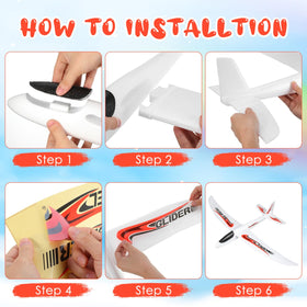 NUOBESTY foam glider plane setup with wings, ready for backyard launches.
