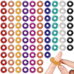 Nuogo 200-pcs acupressure rings in spiky design for portable finger massage.
