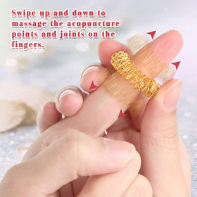 Nuogo rings worn on finger showing rolling motion for relief.