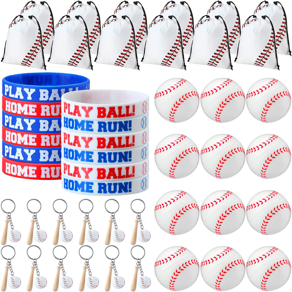 Nuogo drawstring baseball bags ready to hold snacks and keepsakes.