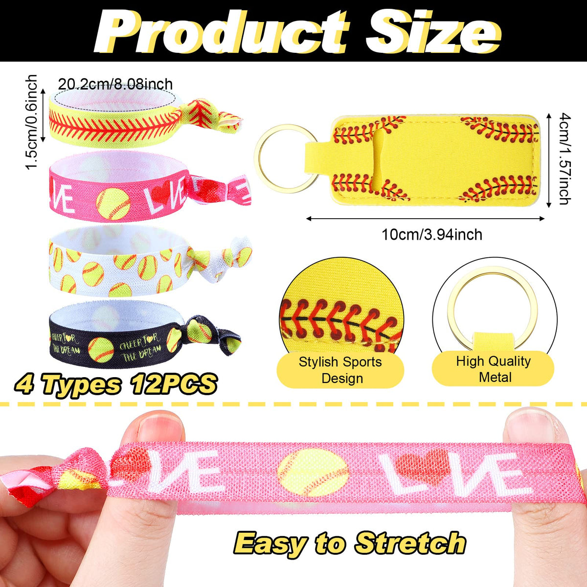 Nuogo softball hair scrunchies in satin for chic styles