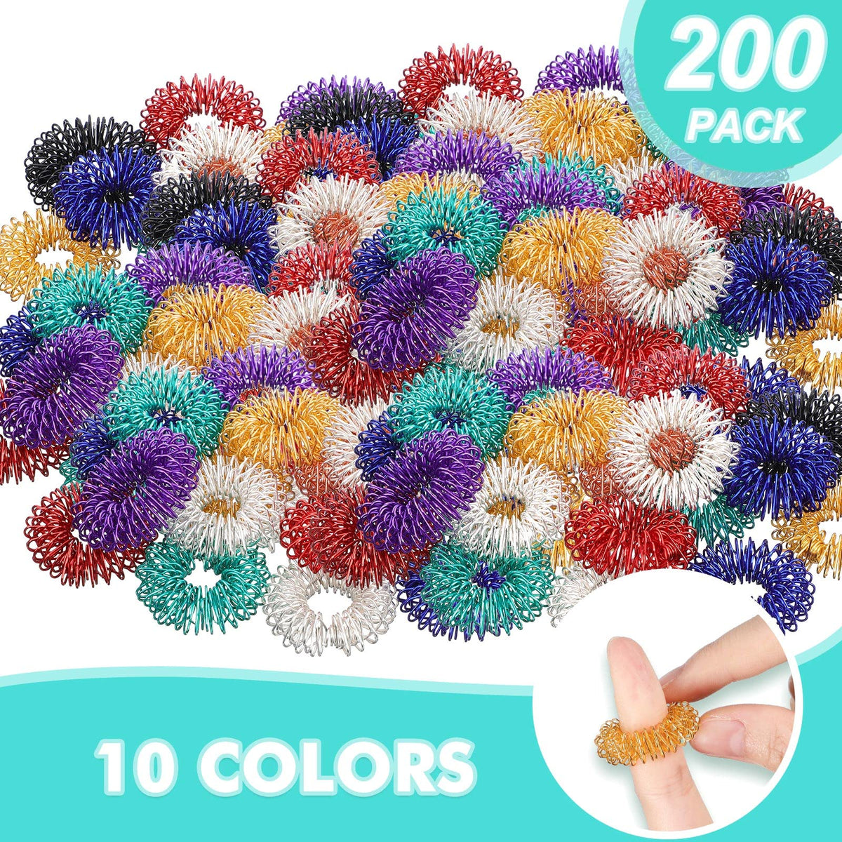Nuogo spiky rings in bold colors show color variety for stress relief on the go.
