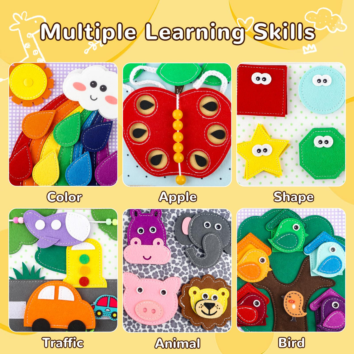 NUOLUTH Busy Book lacing page helps refine fine motor skills.