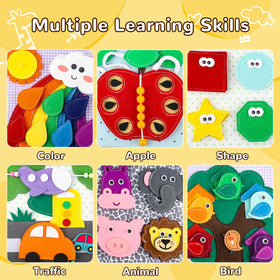 NUOLUTH Busy Book lacing page helps refine fine motor skills.