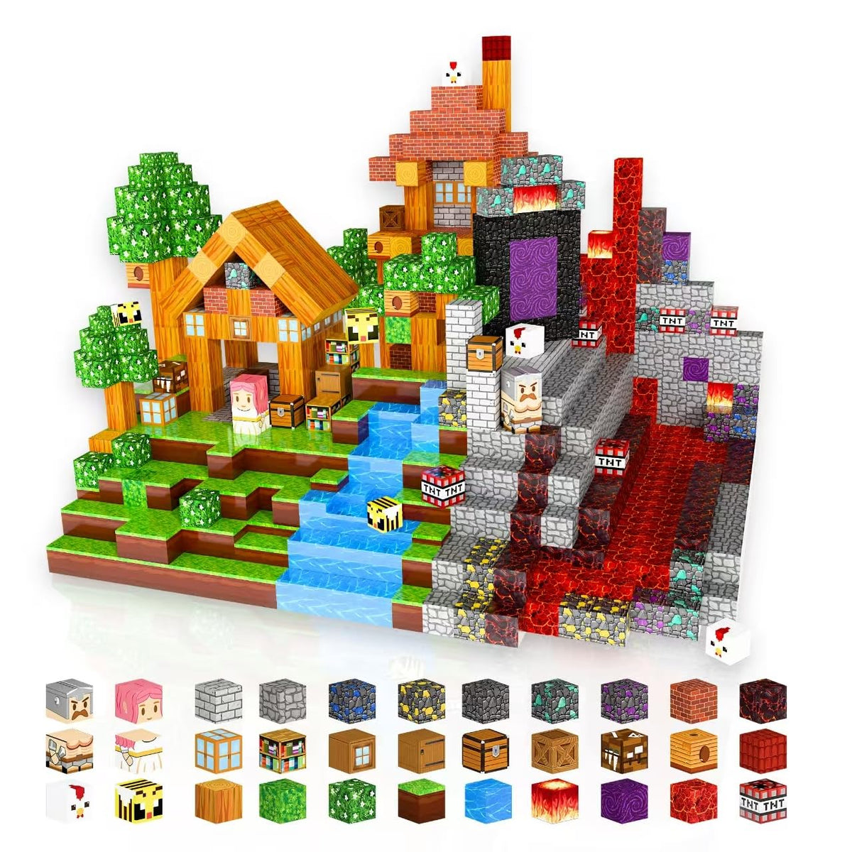 Nurcazo magnetic blocks grass scene to boost imaginative play and fine motor skills.