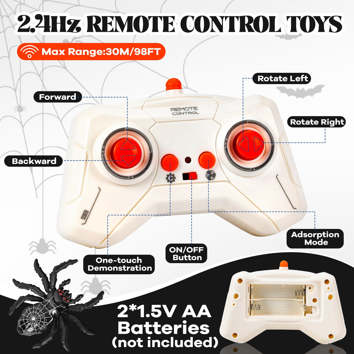 Nurcazo remote control spider LED eyes glow for a spooky effect