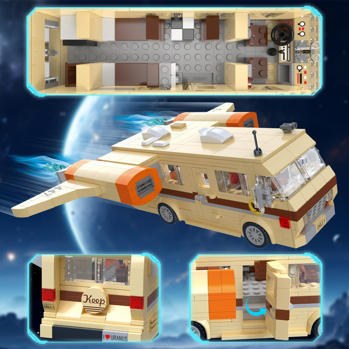 Nutain Mega Maid Eagle 5 motorhome detail closeup, highlighting engineering-inspired components and colorful parts.