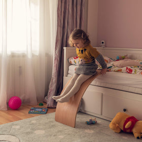 Nutty Toys wooden wobble board compact room storage and setup