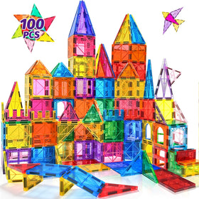NVHH magnetic tiles 100-piece set with translucent colors for imaginative building.