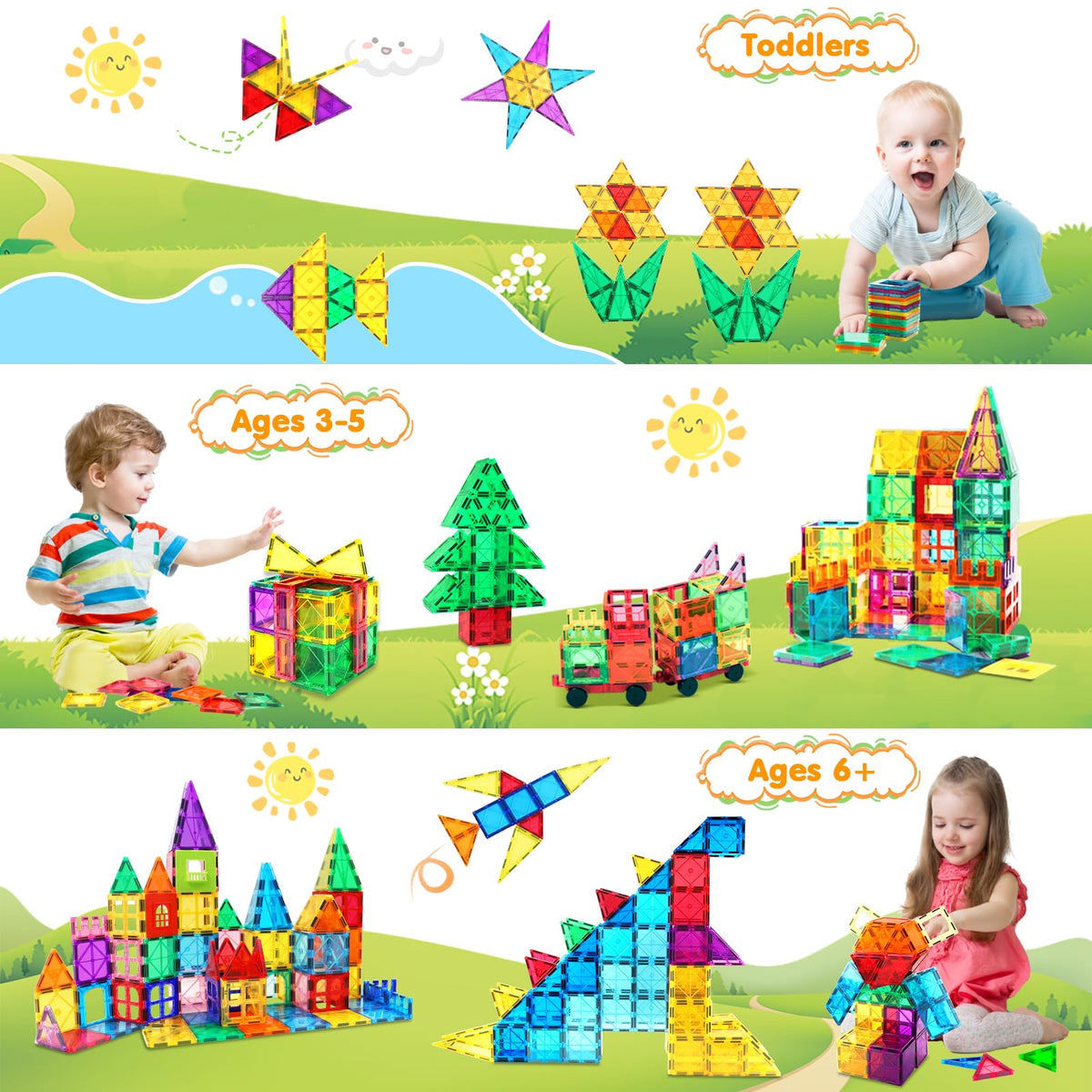 NVHH magnetic tiles forming a rocket for STEM-inspired play.