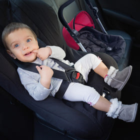 The New York Doll Collection maroon canopy in folded position adds realistic styling.