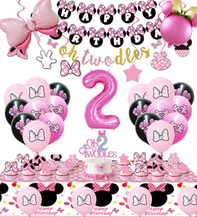 Nyhpar pink 2nd birthday banner decor for wall display and photos