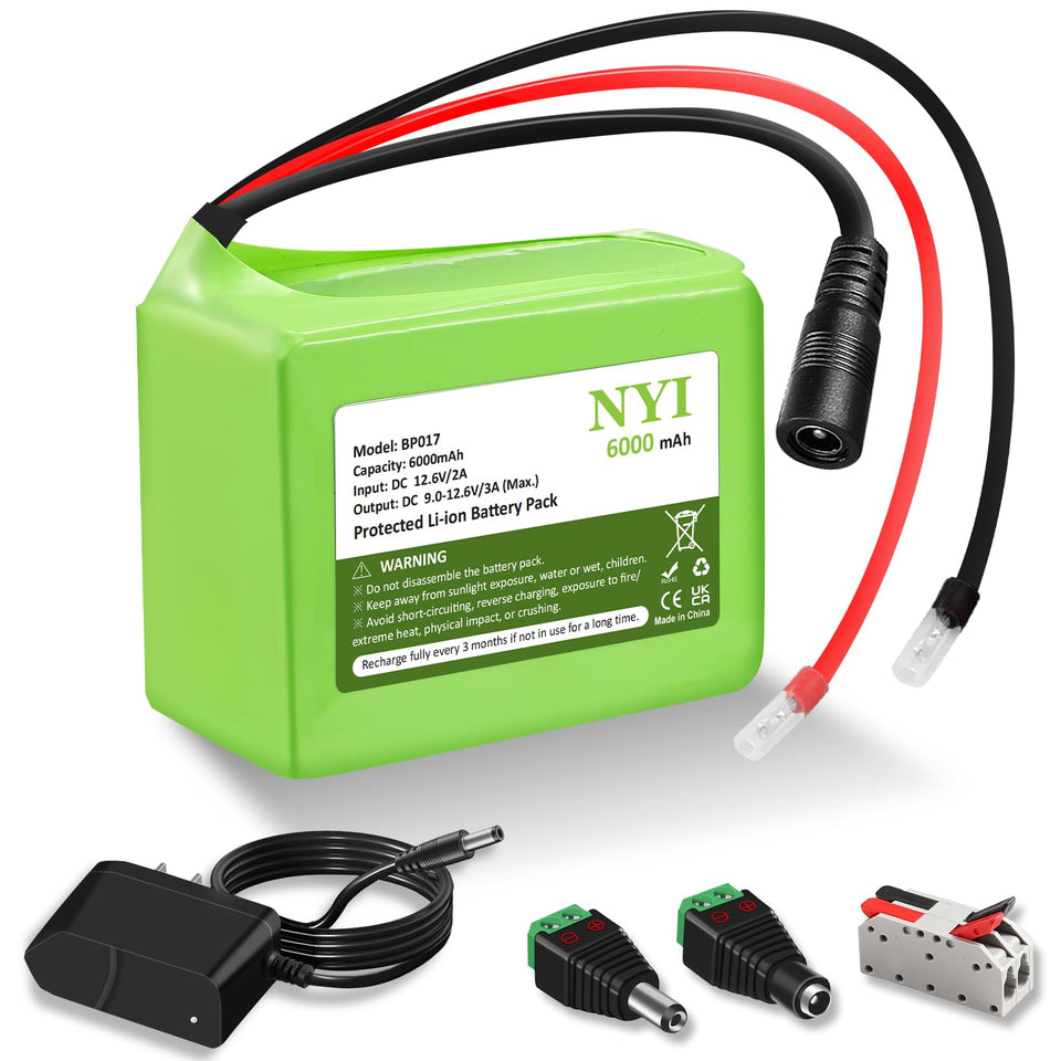 NYI 12V battery pack powers routers and CCTV cameras.