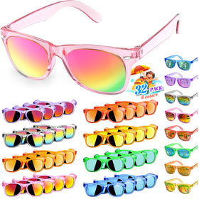 nylytek 32-pack kids sunglasses neon colors with UV400 protection for sunny days.