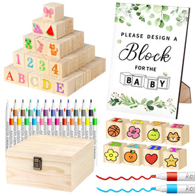 Nyxuso baby shower blocks set contents enable inclusive play and personalized decor.