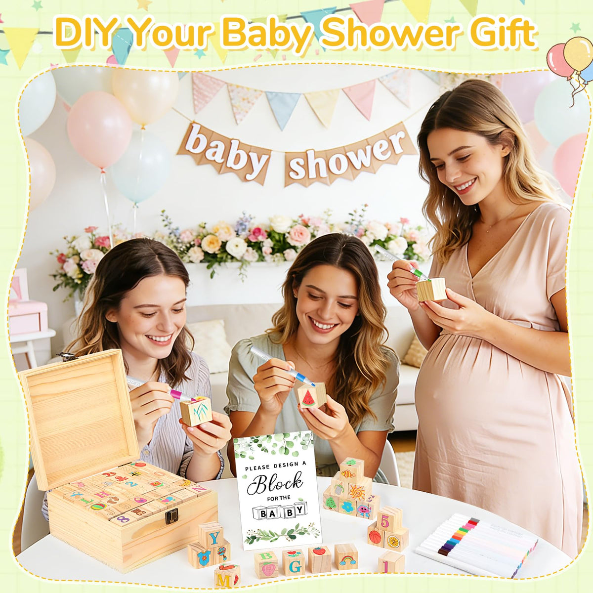 Nyxuso versatile celebrations blocks suit showers, gender reveals, and birthdays.