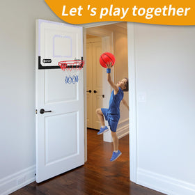 NZQXJXZ Kids play indoors with door-mounted hoop setup.