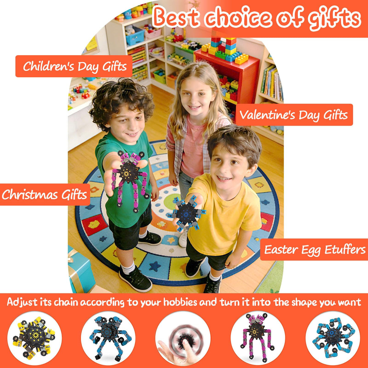 OAHCGNO-S spinning toy demonstrates versatile shapes for creative play.