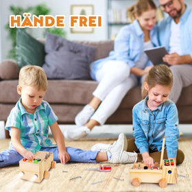 OAKJAR Montessori screwdriver busy board battery compartment enables easy-powered play.