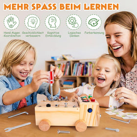 OAKJAR Montessori screwdriver busy board LED lights for sensory engagement.