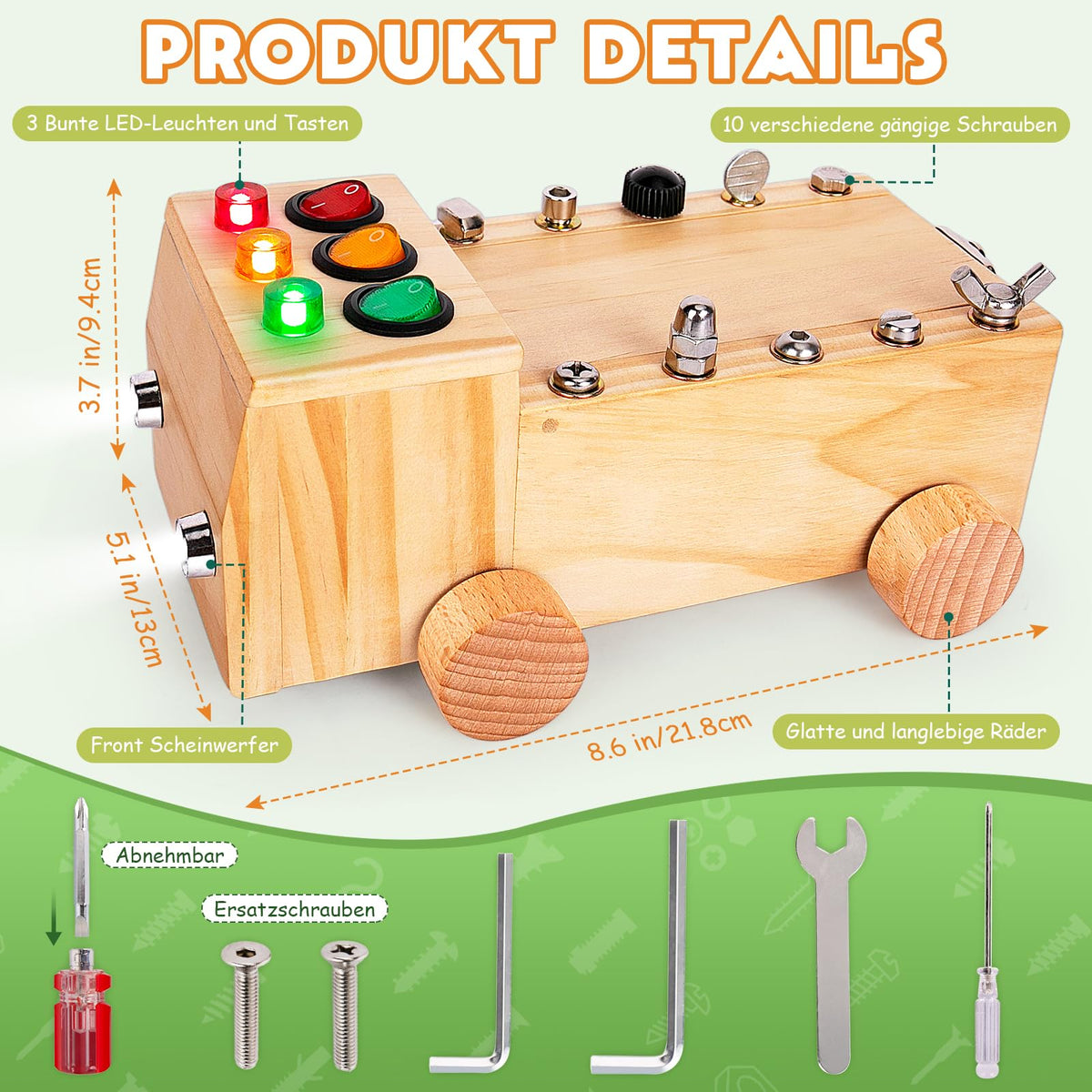 OAKJAR Montessori screwdriver busy board side view showing compact portable design for travel.