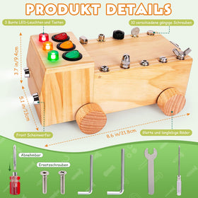OAKJAR Montessori screwdriver busy board side view showing compact portable design for travel.