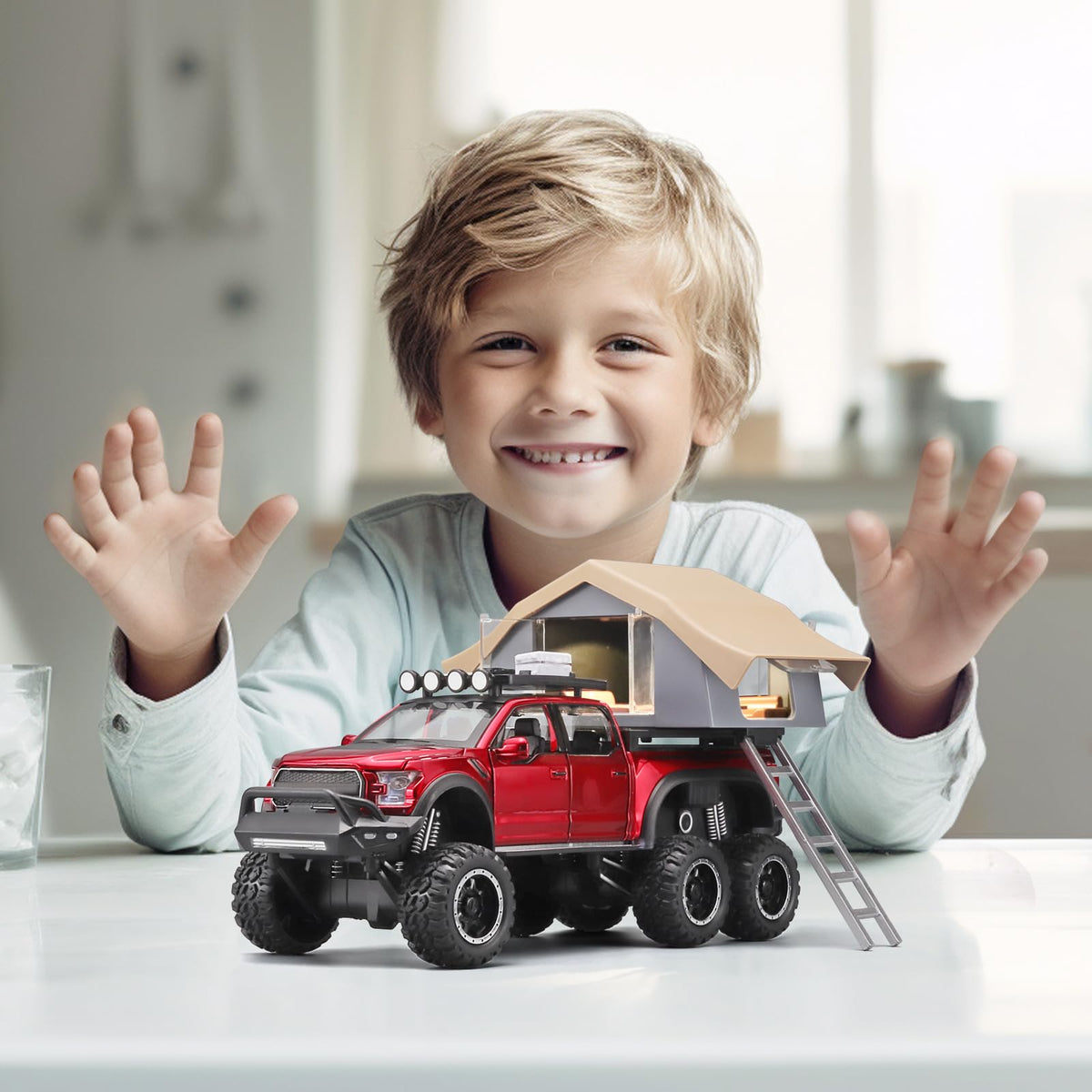 OANMYJJO F150 six-wheel design with shocks boosts stability during play.