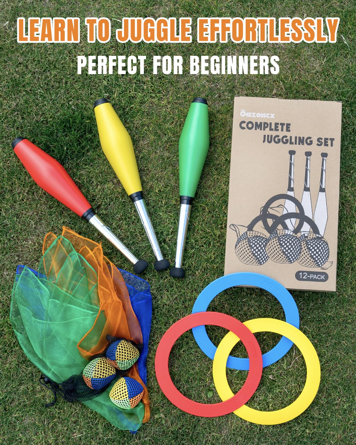 oazoxcx juggling kit complete set for home, class, or stage practice