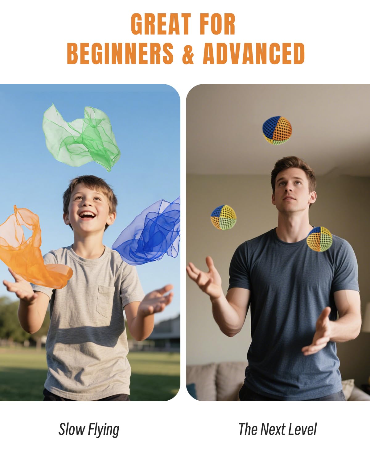 Oazoxcx 20x20 inch scarves provide slow-fall rhythm training for learners.