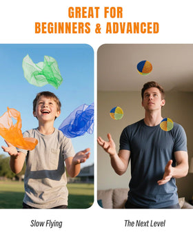 Oazoxcx 20x20 inch scarves provide slow-fall rhythm training for learners.