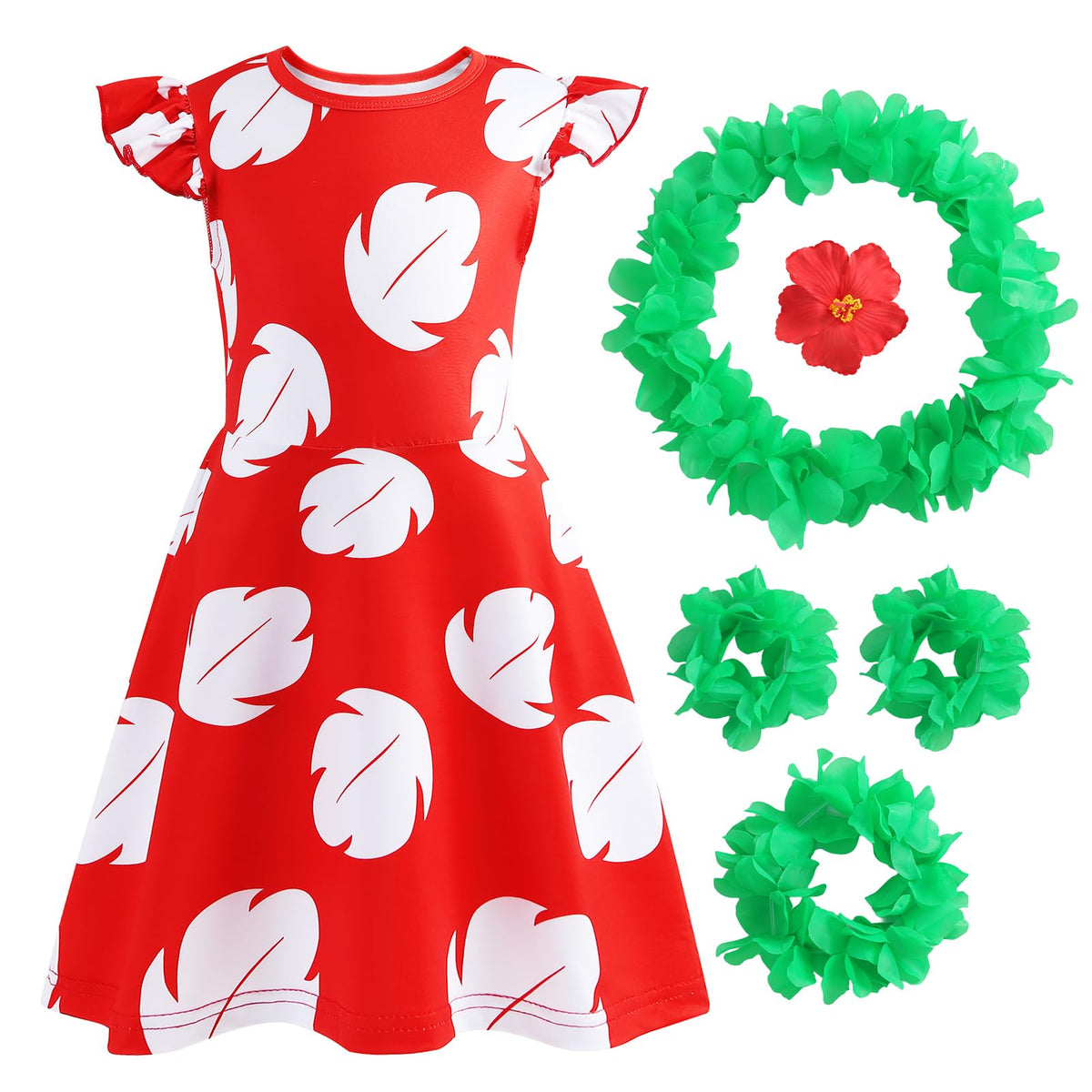 Obavioy Hawaiian dress with luau print for imaginative dress-up and tropical party fun