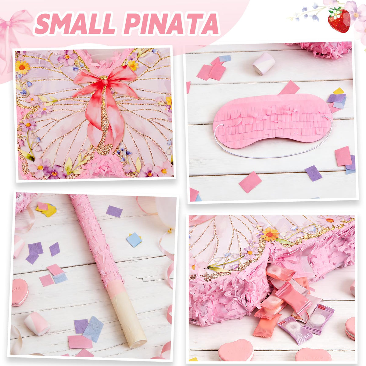 OBBOLO butterfly pinata fill-friendly design for candy and small treats.